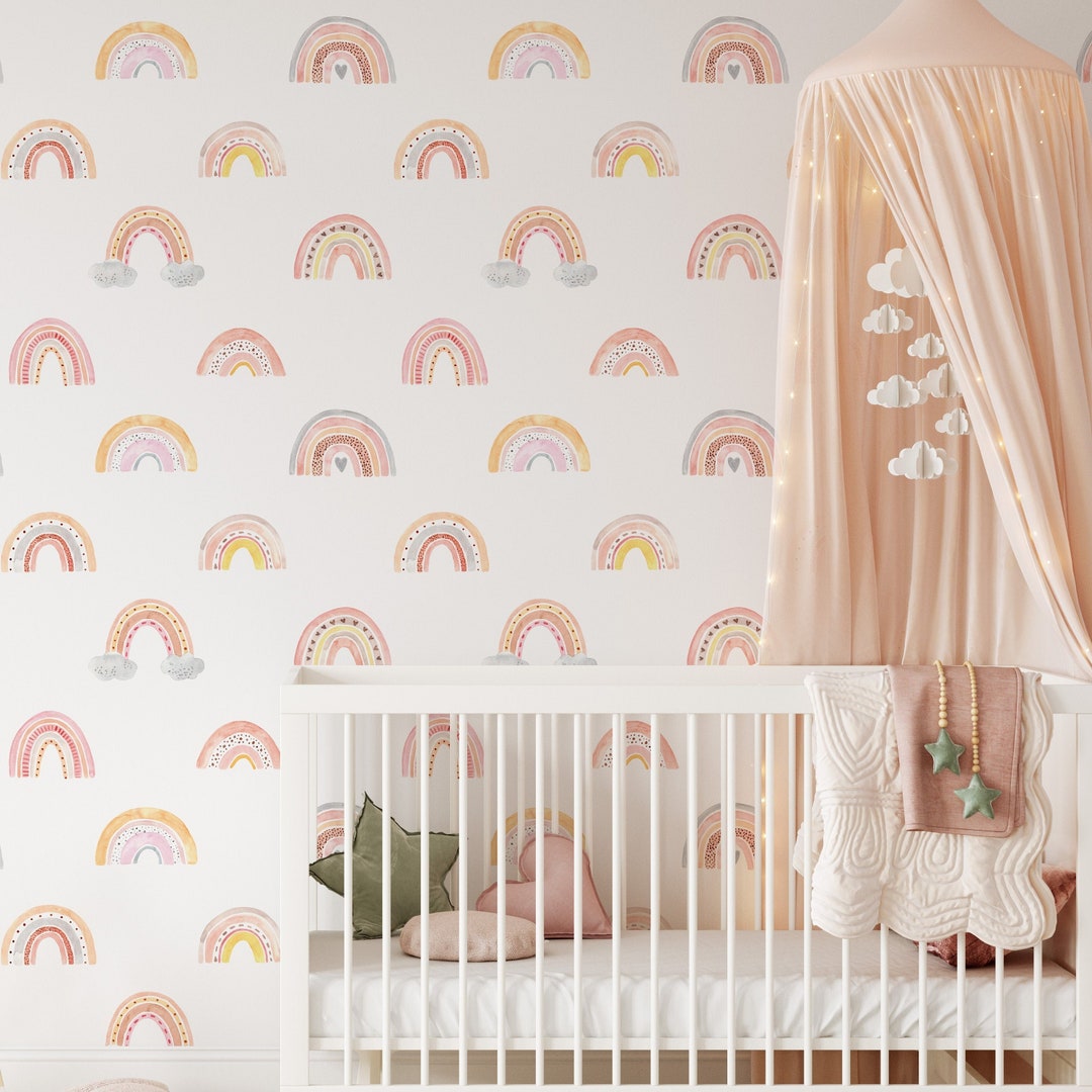 Watercolor Rainbow Peel and Stick Wallpaper - Removable Wallpaper - Etsy
