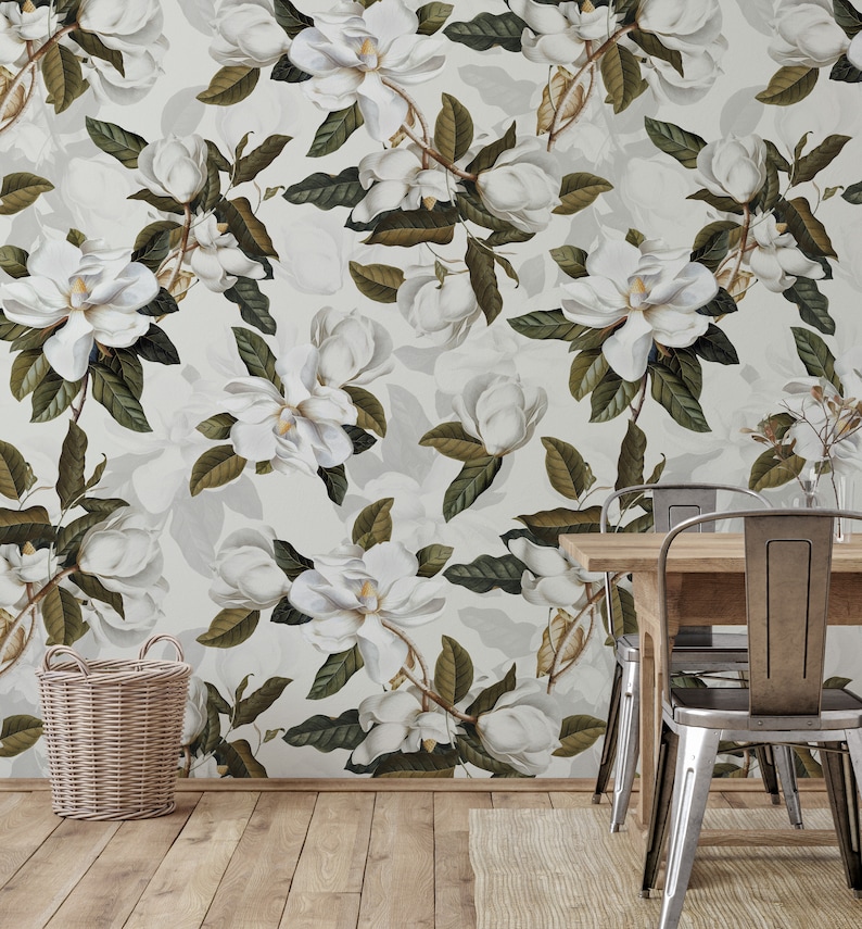 Southern Magnolia Flower Floral Wall Mural Peel and Stick Etsy