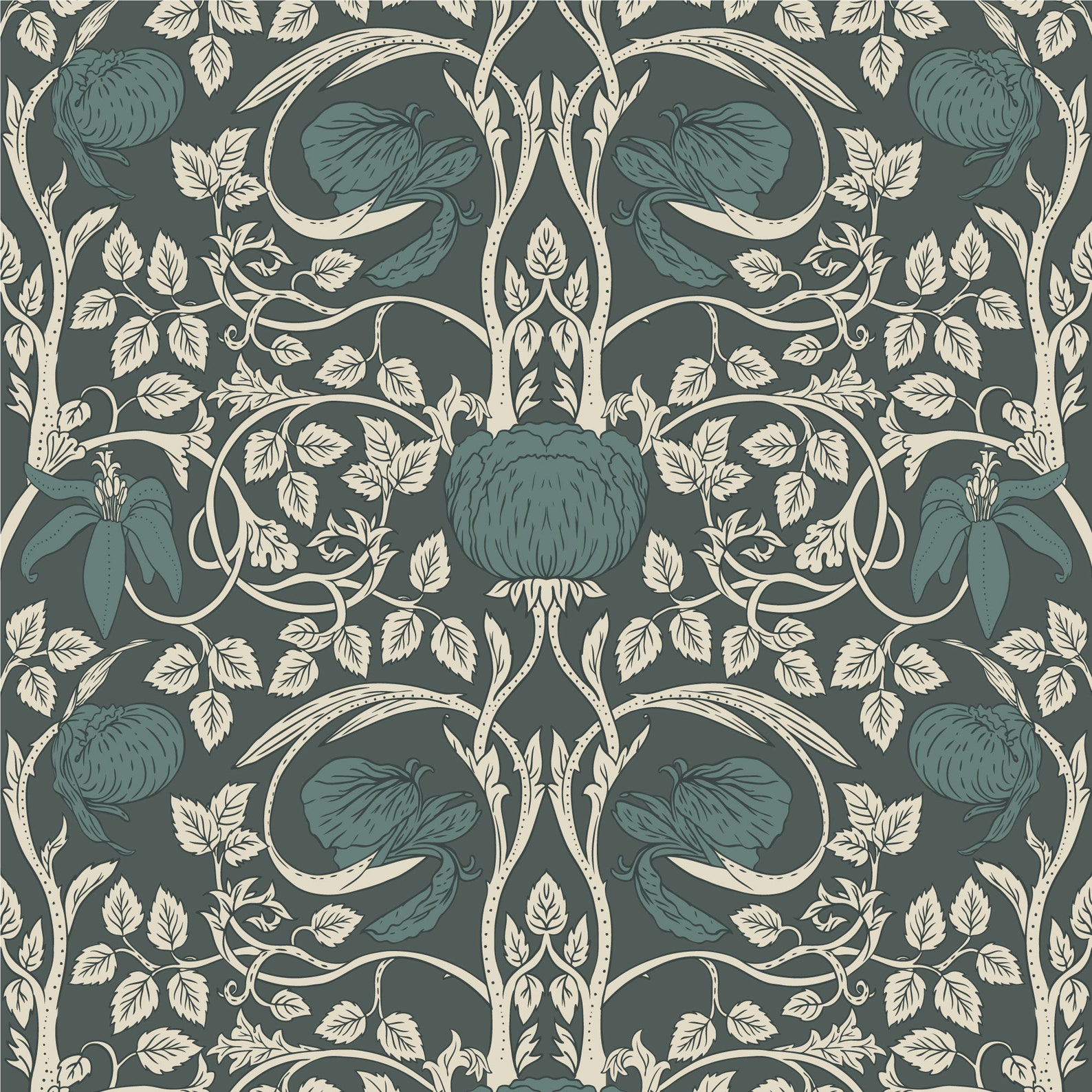 William Morris Style Peel and Stick Wallpaper / Vintage Floral - Etsy