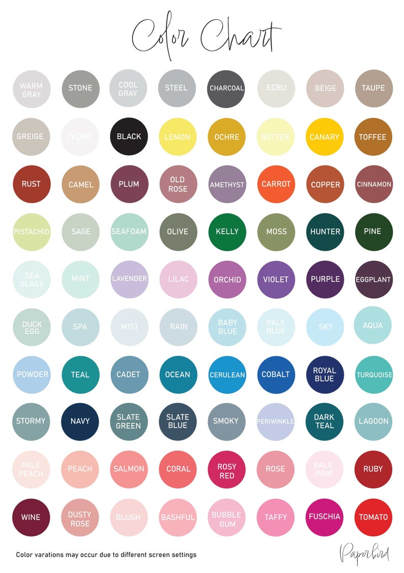 Custom color wallpaper chart