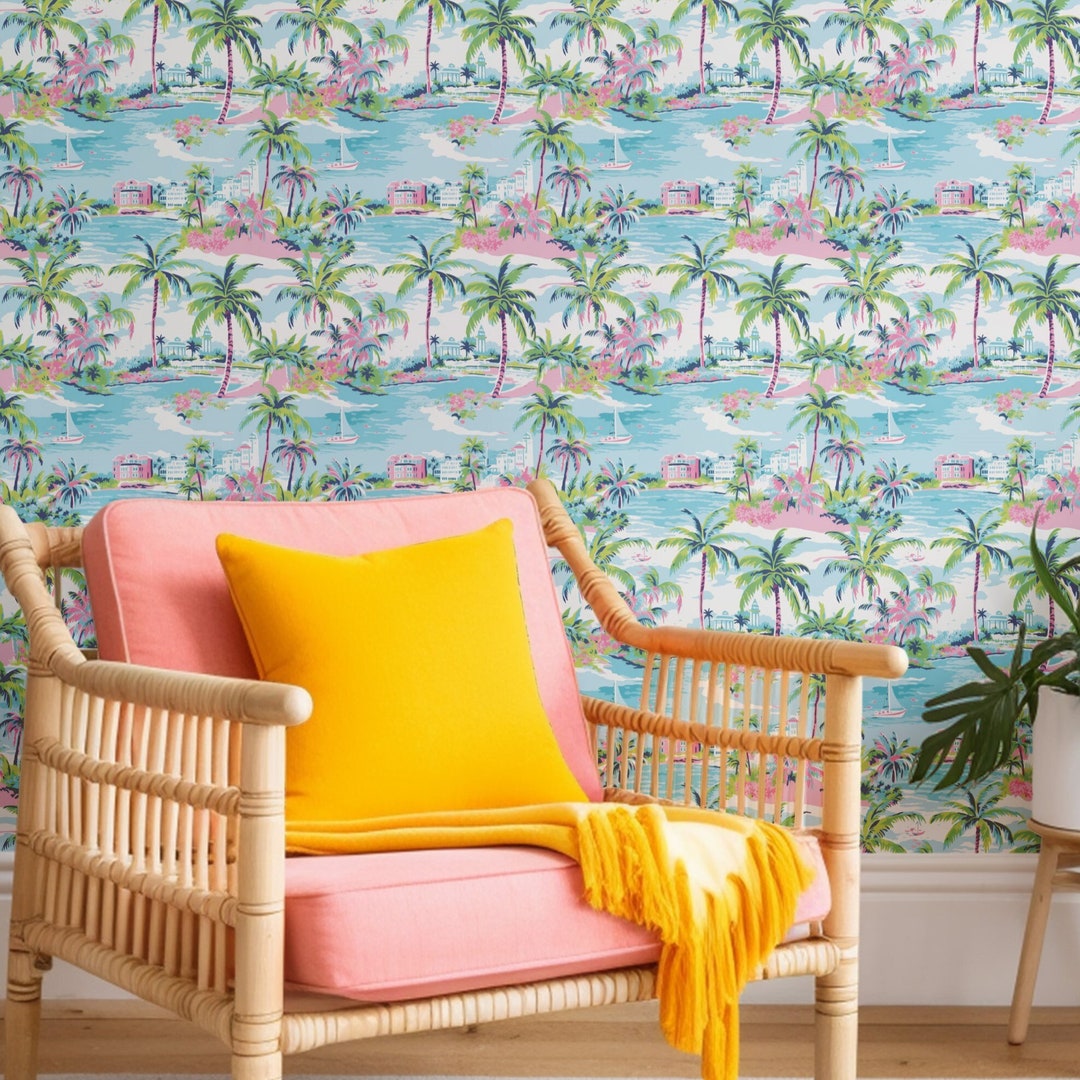 Palm Beach Peel and Stick Wallpaper: Coastal Removable Wallpaper - Etsy