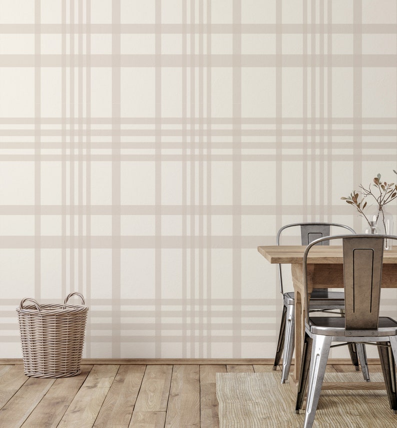 Farmhouse Plaid Wallpaper / Peel and Stick Wallpaper / Self-Adhesive / Farmhouse Wallpaper image 5