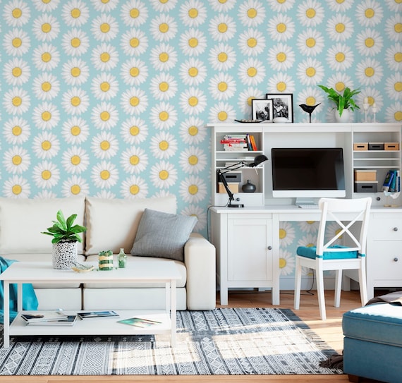 Daisy Peel and Stick Wallpaper Removable Wallpaper | Etsy