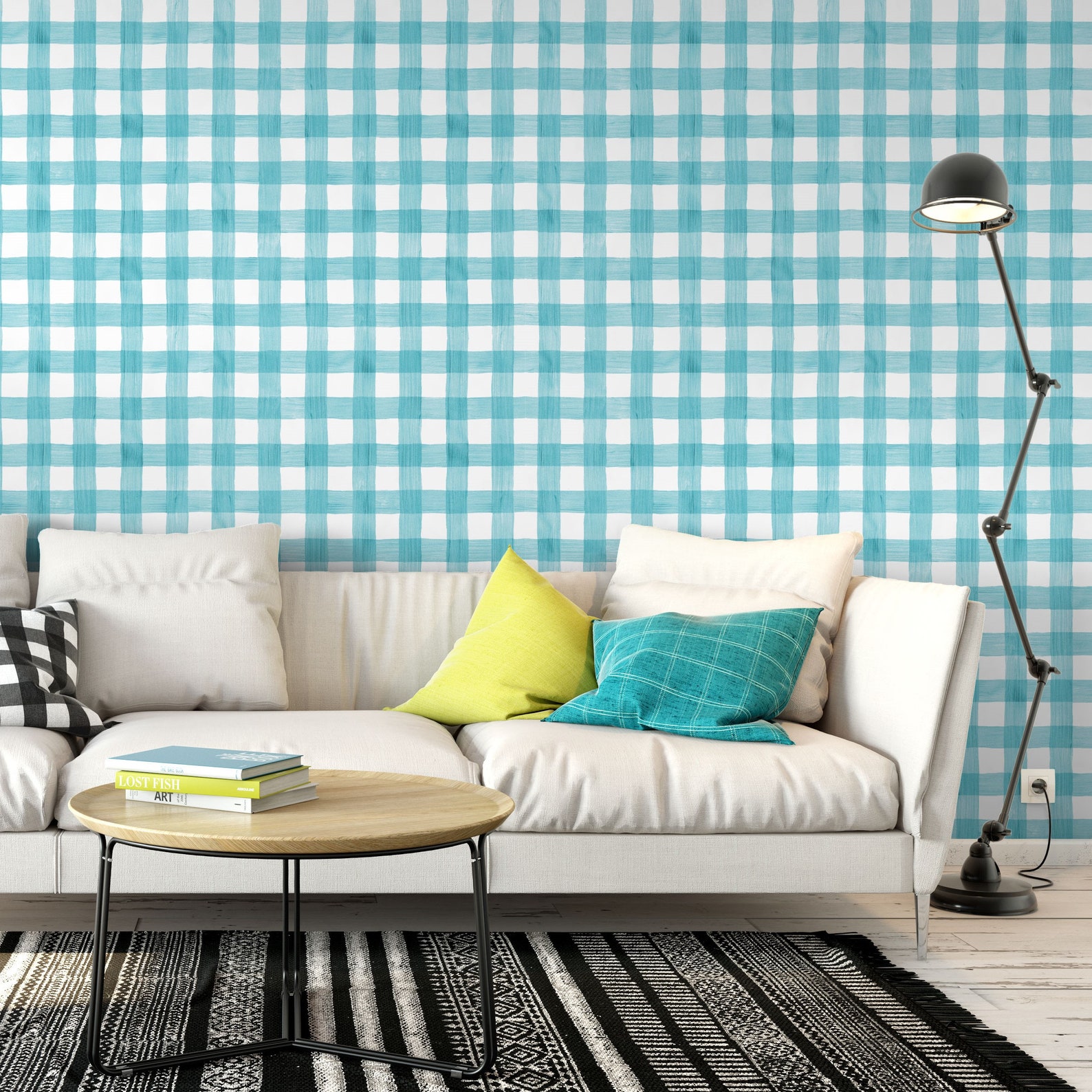 Painted Gingham Peel and Stick Wallpaper / Removable Wallpaper Etsy