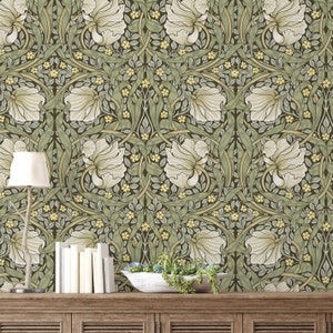 William Morris Pimpernel Peel and Stick Wallpaper / Vintage Floral Wallpaper/ Removable Wallpaper/ Art Nouveau Wallpaper/