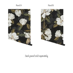 Panels of bathroom with a bathtub and Southern Magnolia Flower, Floral Wall Peel and Stick Wallpaper