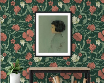 Vintage Floral Peel and Stick Wallpaper: William Morris Style