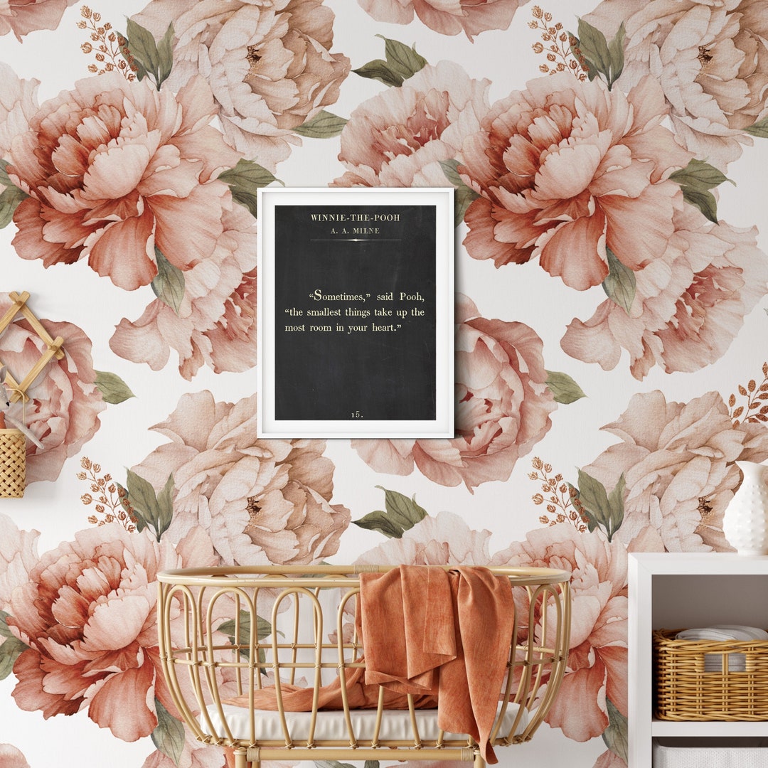 Giant Peony Floral Wall Mural, Peel and Stick Wallpaper / Removable ...