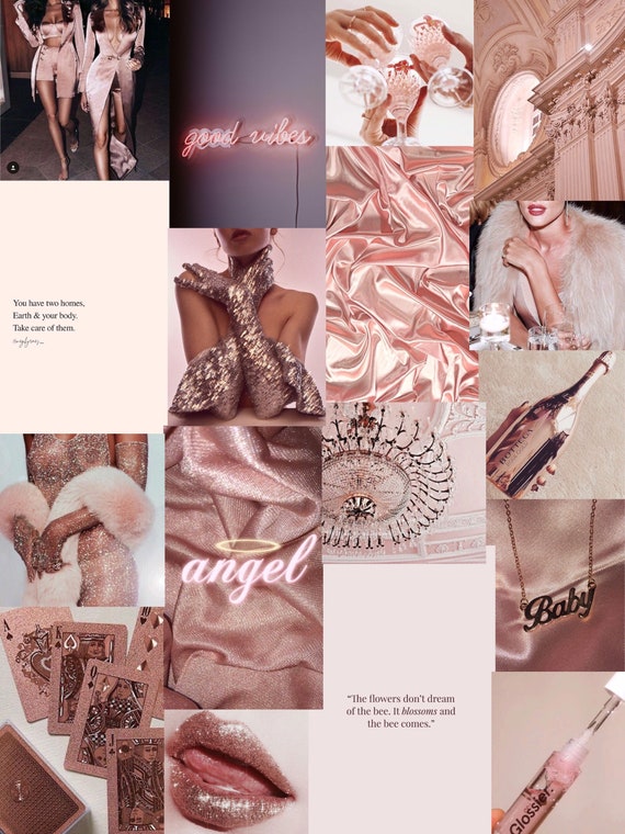 Boujee Rose Gold Designer art collage pack photo kit | Etsy