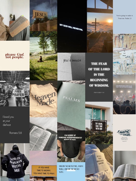 Jesus God Christian Wallpaper Collage Aesthetic Faith Wall Art