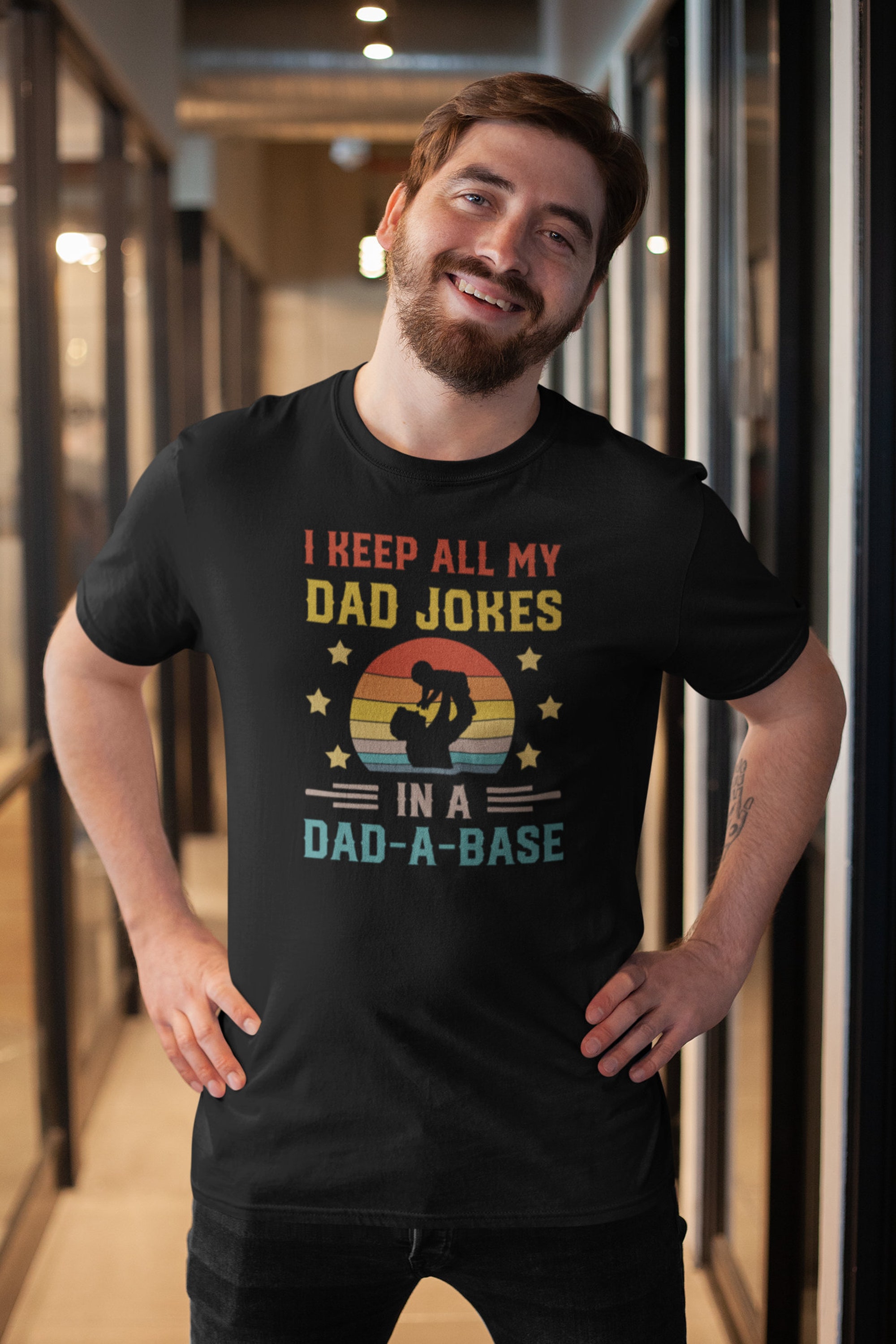 Discover I Keep All My Dad Jokes in a Dad-a-Base Father's Day T-Shirt