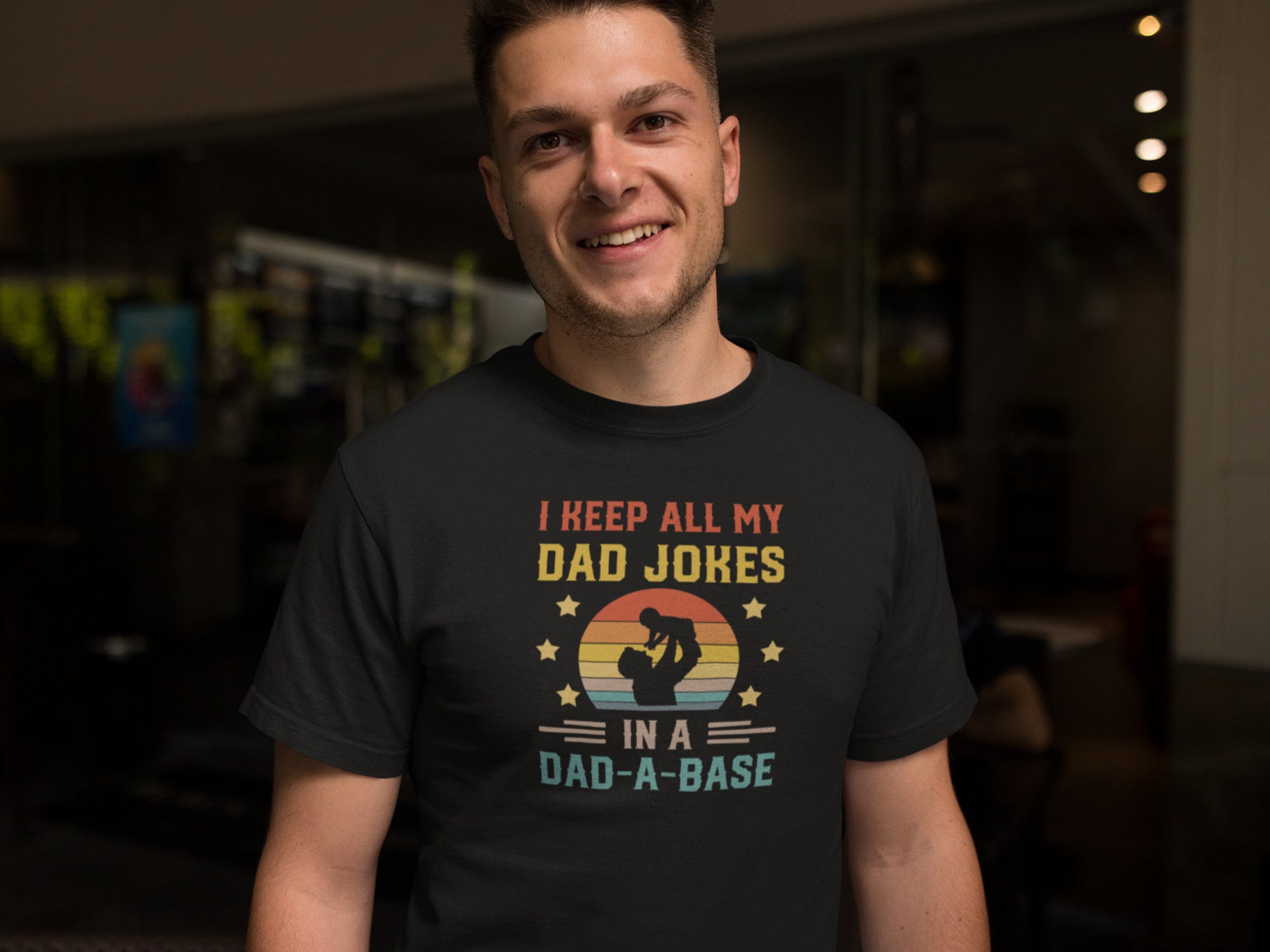 Discover I Keep All My Dad Jokes in a Dad-a-Base Father's Day T-Shirt