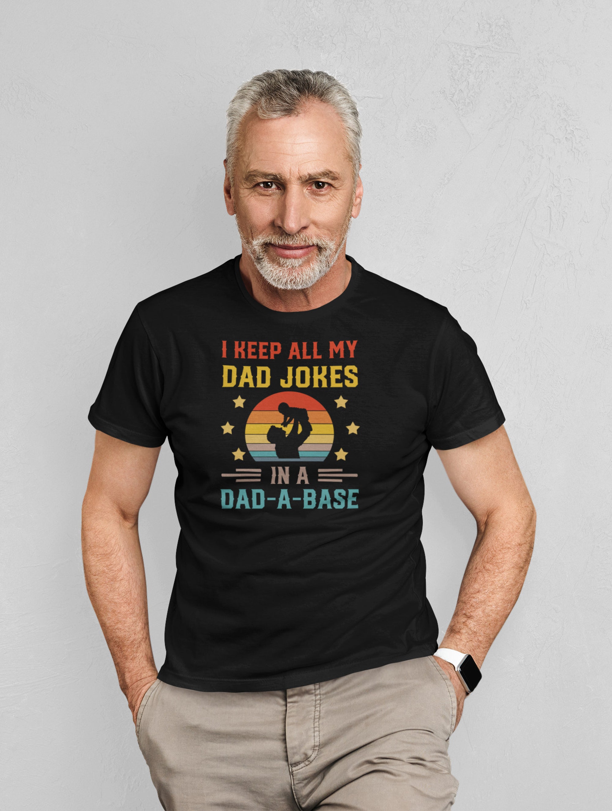 Discover I Keep All My Dad Jokes in a Dad-a-Base Father's Day T-Shirt