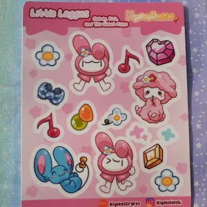 Feuille d’autocollants laminée Little Leggies Pink Bunny et copains