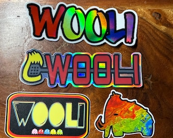 Wooli Vinyl stickers. 2.5 inch holographic