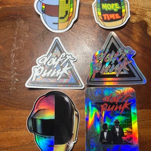 Pacote de adesivos holográficos de vinil do Daft Punk, 2 a 3 polegadas