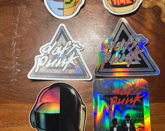 Daft Punk holographic vinyl sticker pack 2-3 inch stickers