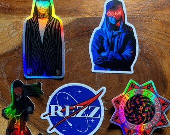 Pack d'autocollants holographiques Rezz de 2 à 2,5 pouces