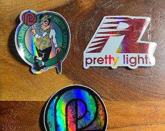 Pretty Lights Boston holographic vinyl Sticker pack. 2.5 inches