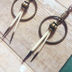 Native Ojibwe Made Twin Porcupine Quill Hoop Earrings