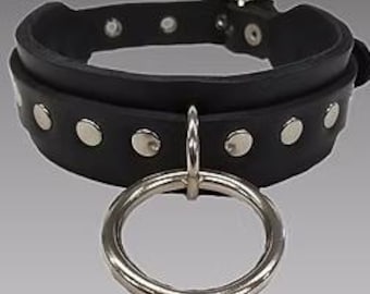 May include: Black leather choker with silver studs and a large silver ring.  BC09