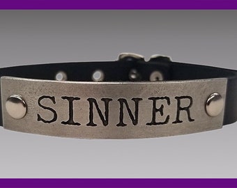 SINNER Schwarz Leder Choker