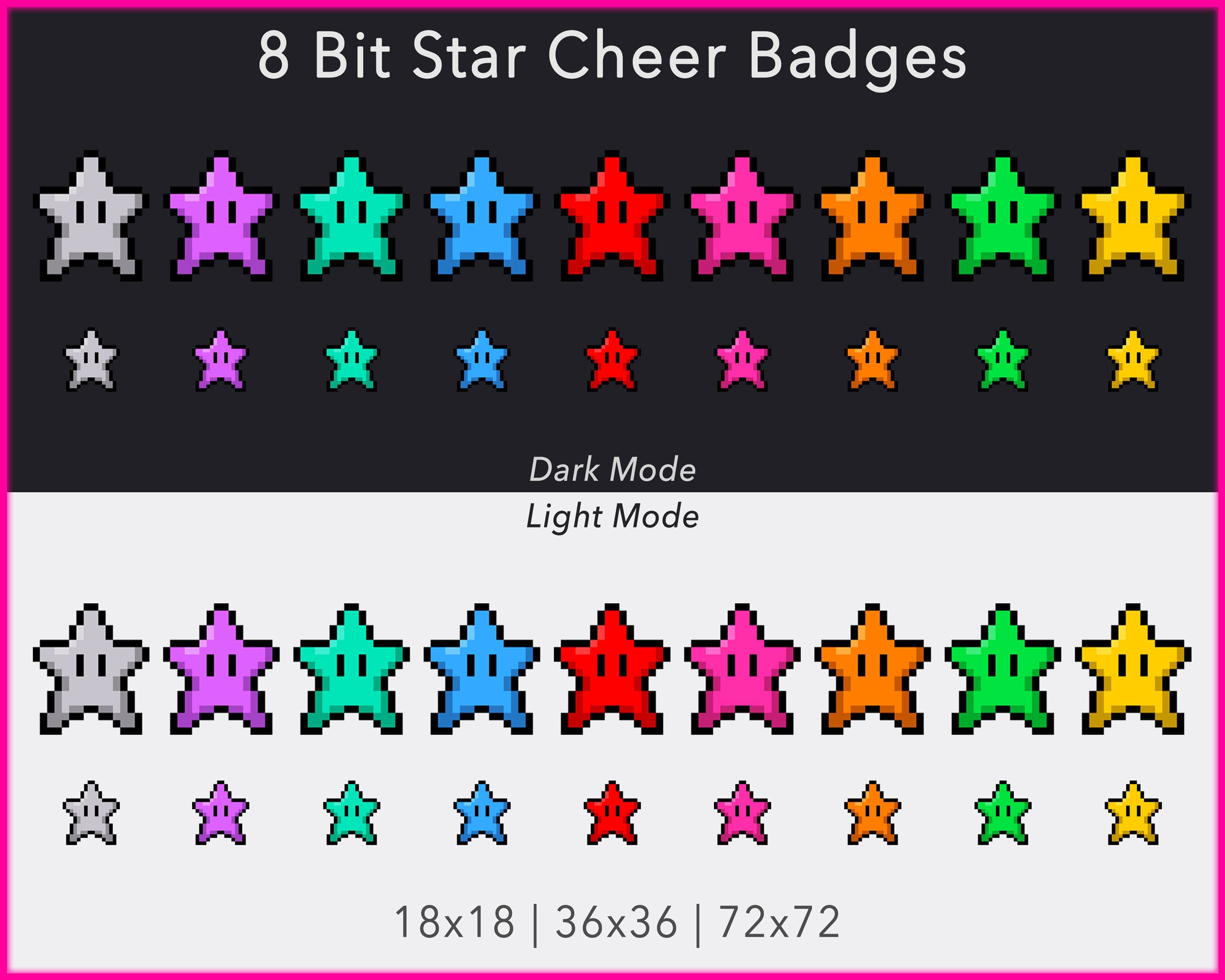 8 Bit Star Twitch Cheer Badges Etsy