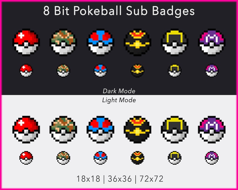 8 Bit Pokeball Sous badges Pokemon image 1.