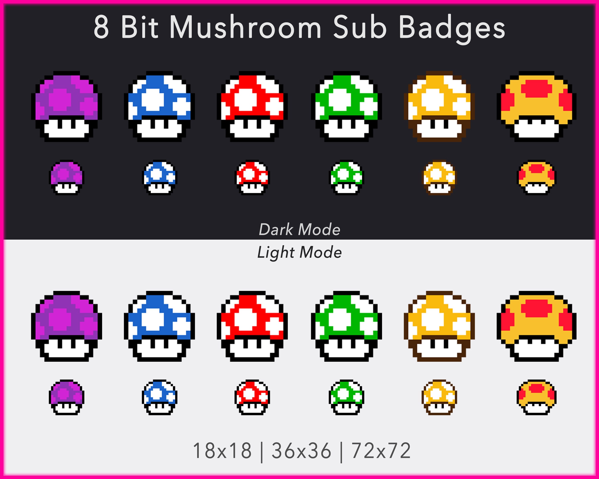 Insignias De 8 Bit Mushroom Mario Twitch Sub Etsy Espana
