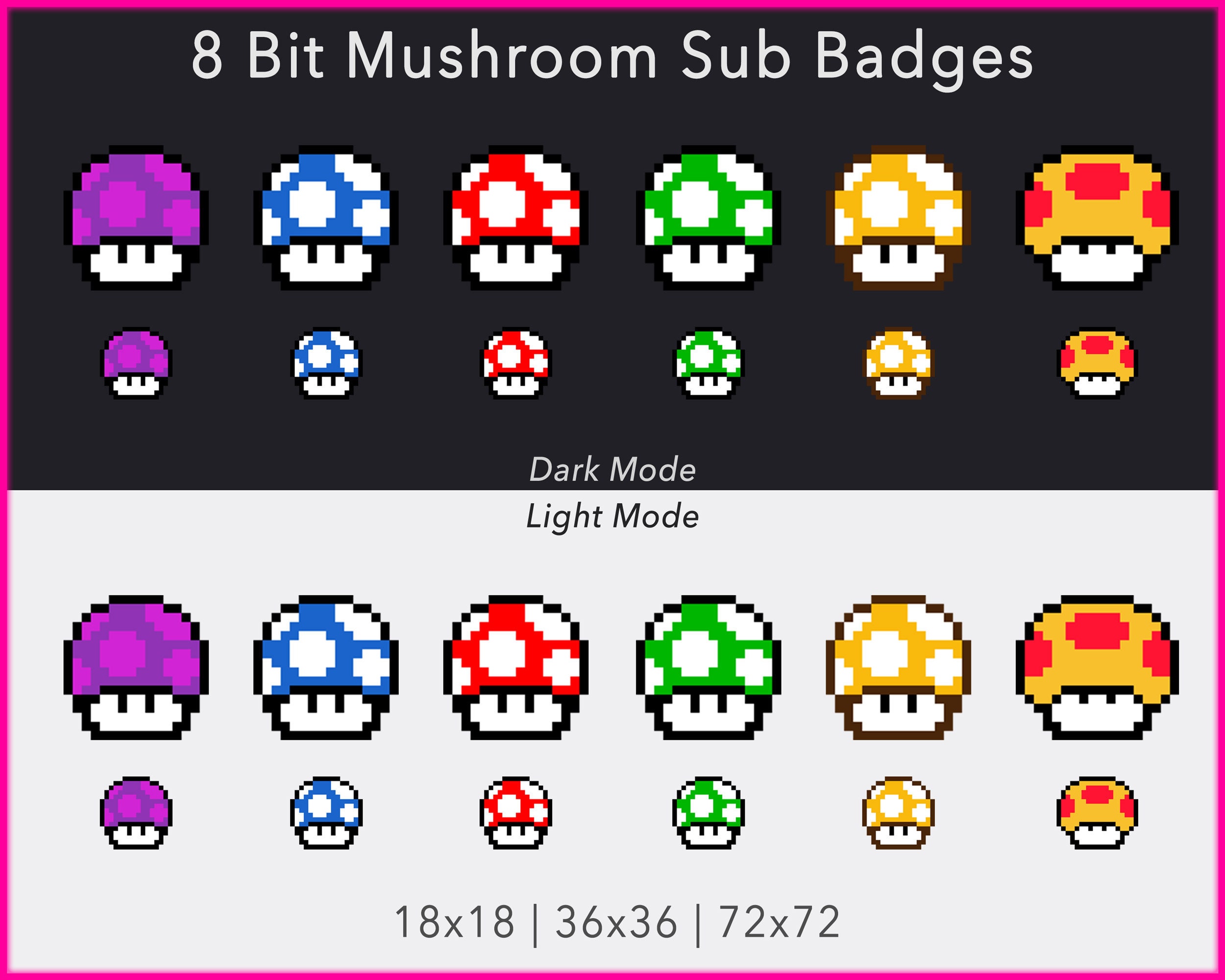 8 Bit Mushroom Mario Twitch Sub Badges Etsy Singapore