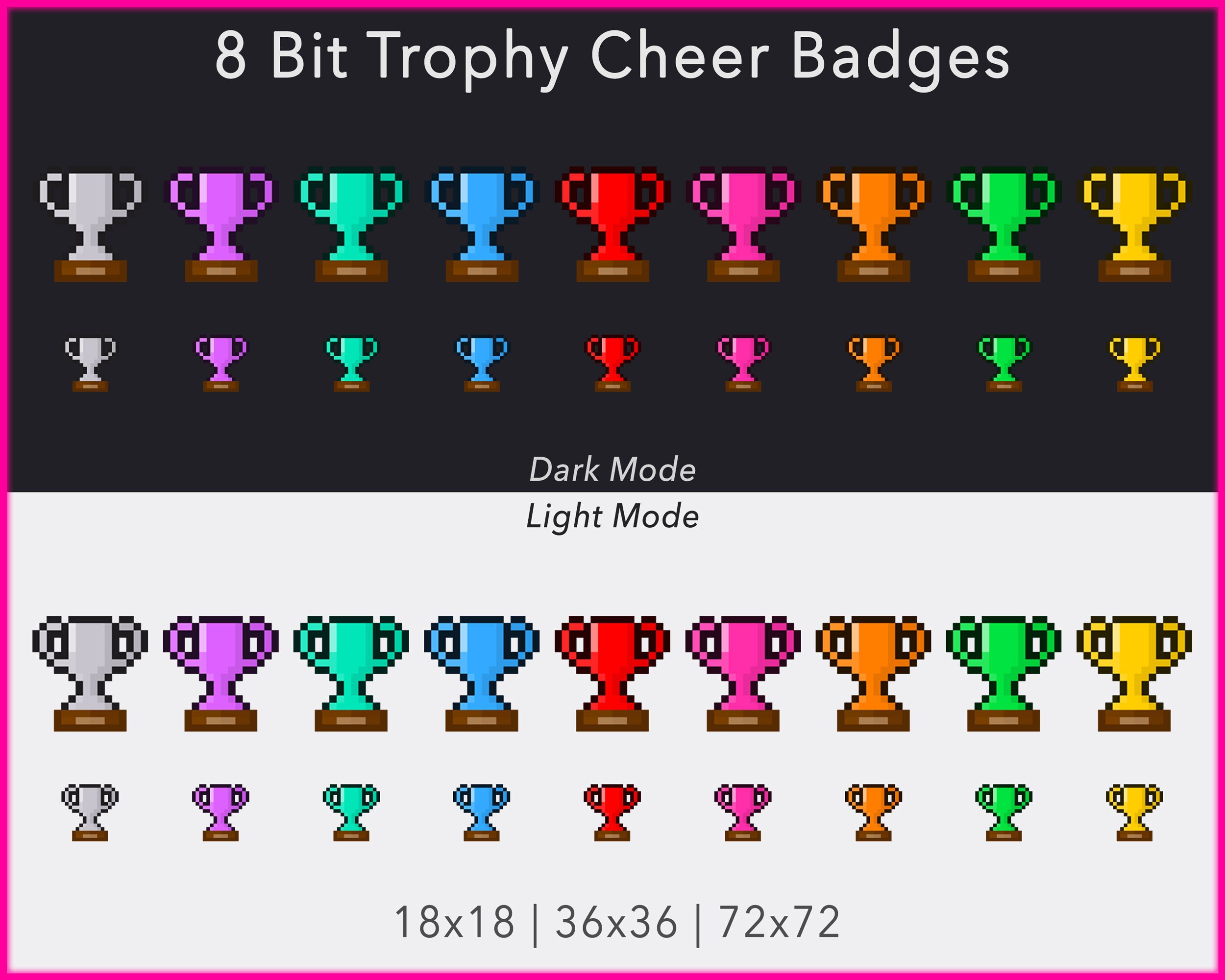 8 Bit Trophies Twitch Cheer Badges Etsy