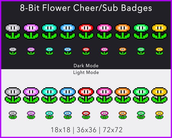 8 Bit Flowers Mario Twitch Cheer Badges Etsy