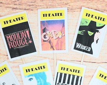 Broadway Theater Cupcake Toppers, Musical Theme Party Picks