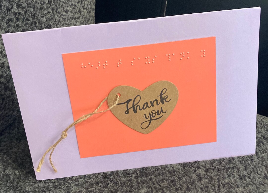 Personalizable Braille Thank You Card Textured, Tactile Etsy