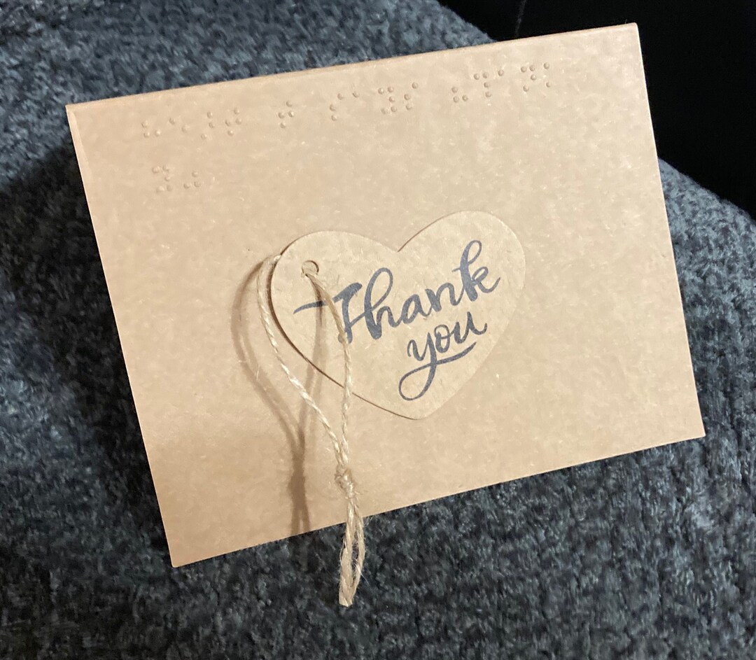 Braille Thank You Card With Personalized Message Tactile Etsy