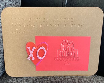 Braille Birthday Postard - Personalizable, Textured, Tactile