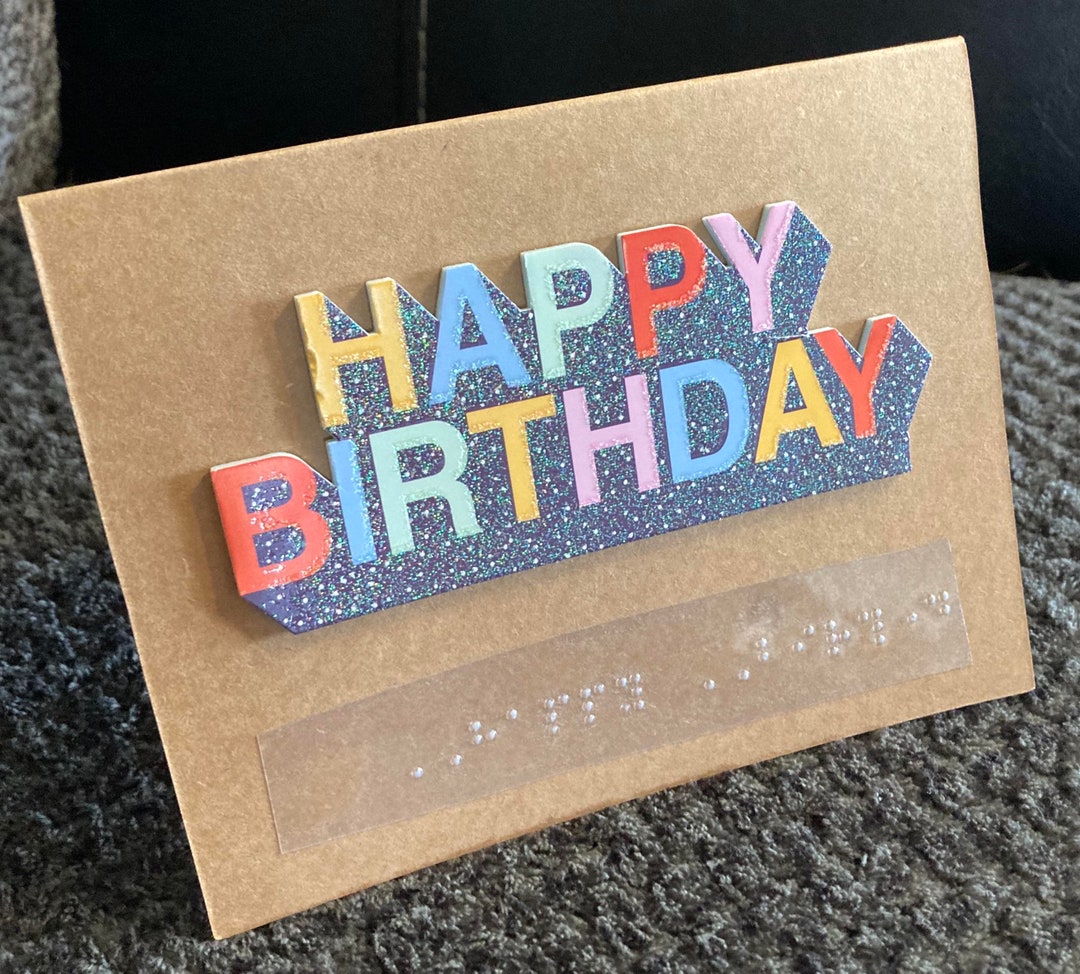 Braille Birthday Card Tactile Textured Personalizable Etsy