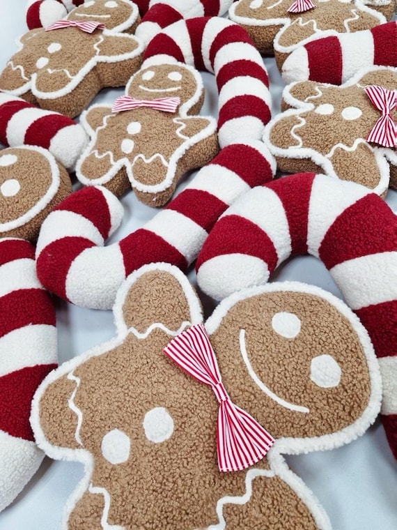 Cuscino Decorativo Natalizio A Forma Di Pan Di Zenzero, In Tessuto Morbido E Imbottitura In Cotone PP, 36 Cm, Perfetto Per Decorazioni E Regali Di Natale, Soffice E Resistente Alla Deformazione