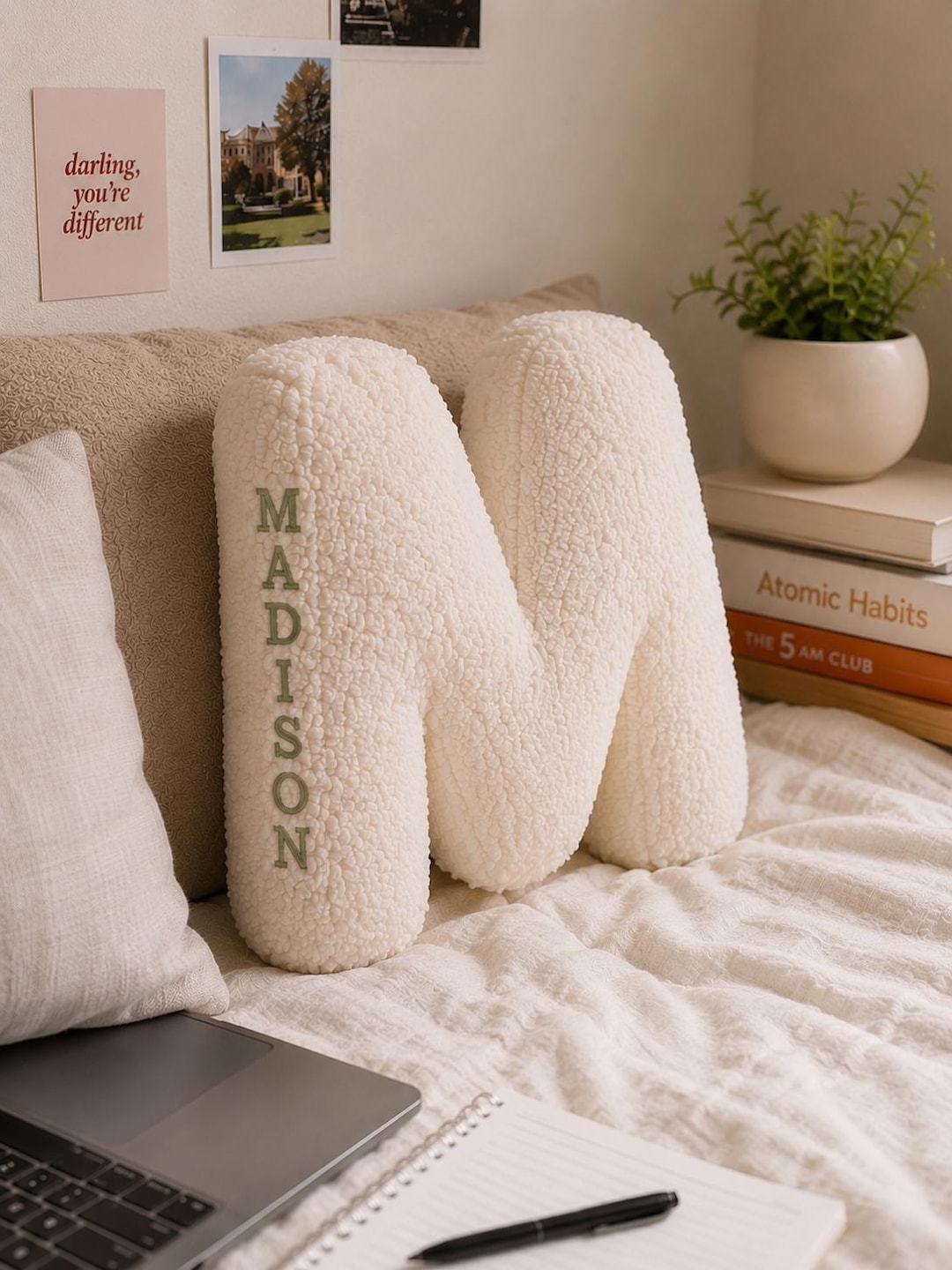 Etsy College Dorm Letter Pillow, Personalized Name Cushion, Custom Sherpa Initial Pillow, Student Gift, Graduation Gift - Etsy