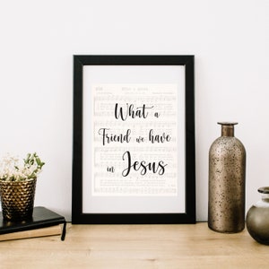 Vintage Hymn bladmuziek - wat een vriend hebben we in Jezus - digitale print - christelijke liederen - religieuze liederen