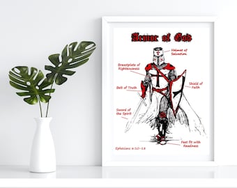 8.5" x 11" Size UNFRAMED - Digital Print, Armor of God n/background