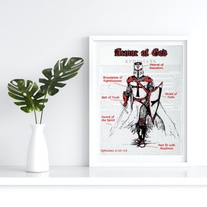 8.5" x 11" Size UNFRAMED - Armor of God Poster with scripture background - Digital Print