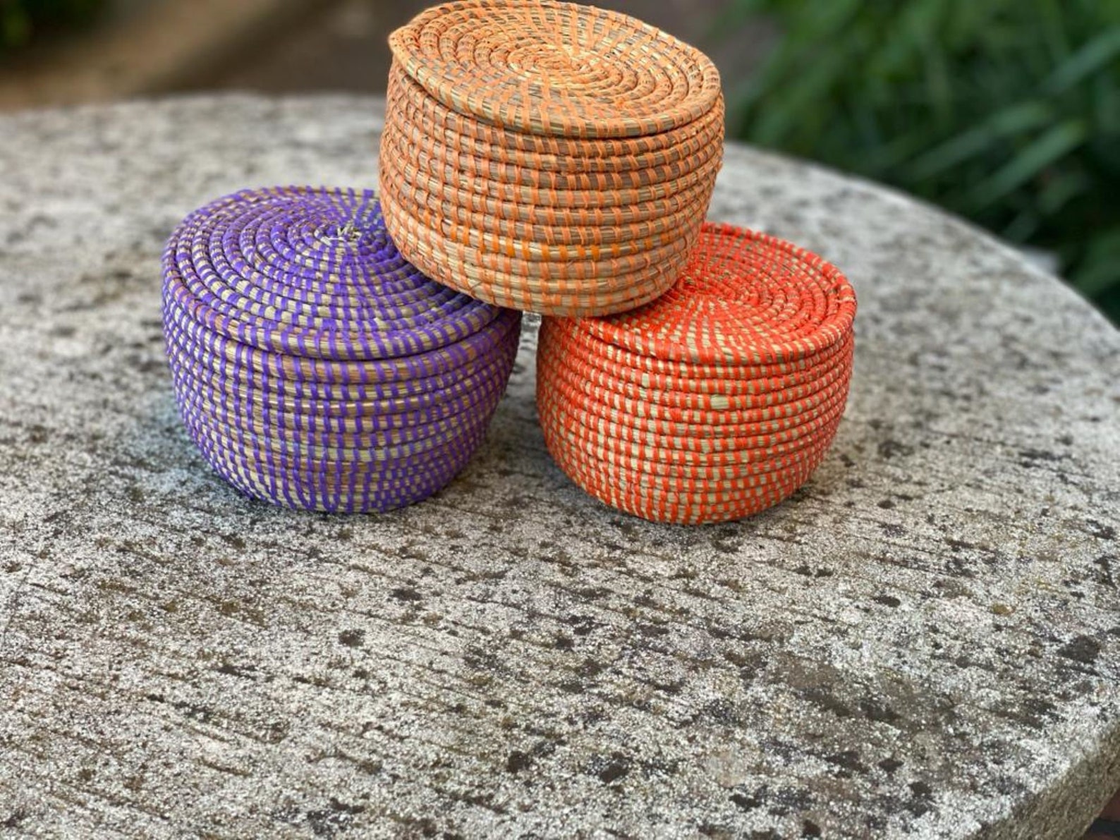 Cesta africana con tapa cestas redondas senegalesas tejidas a Etsy