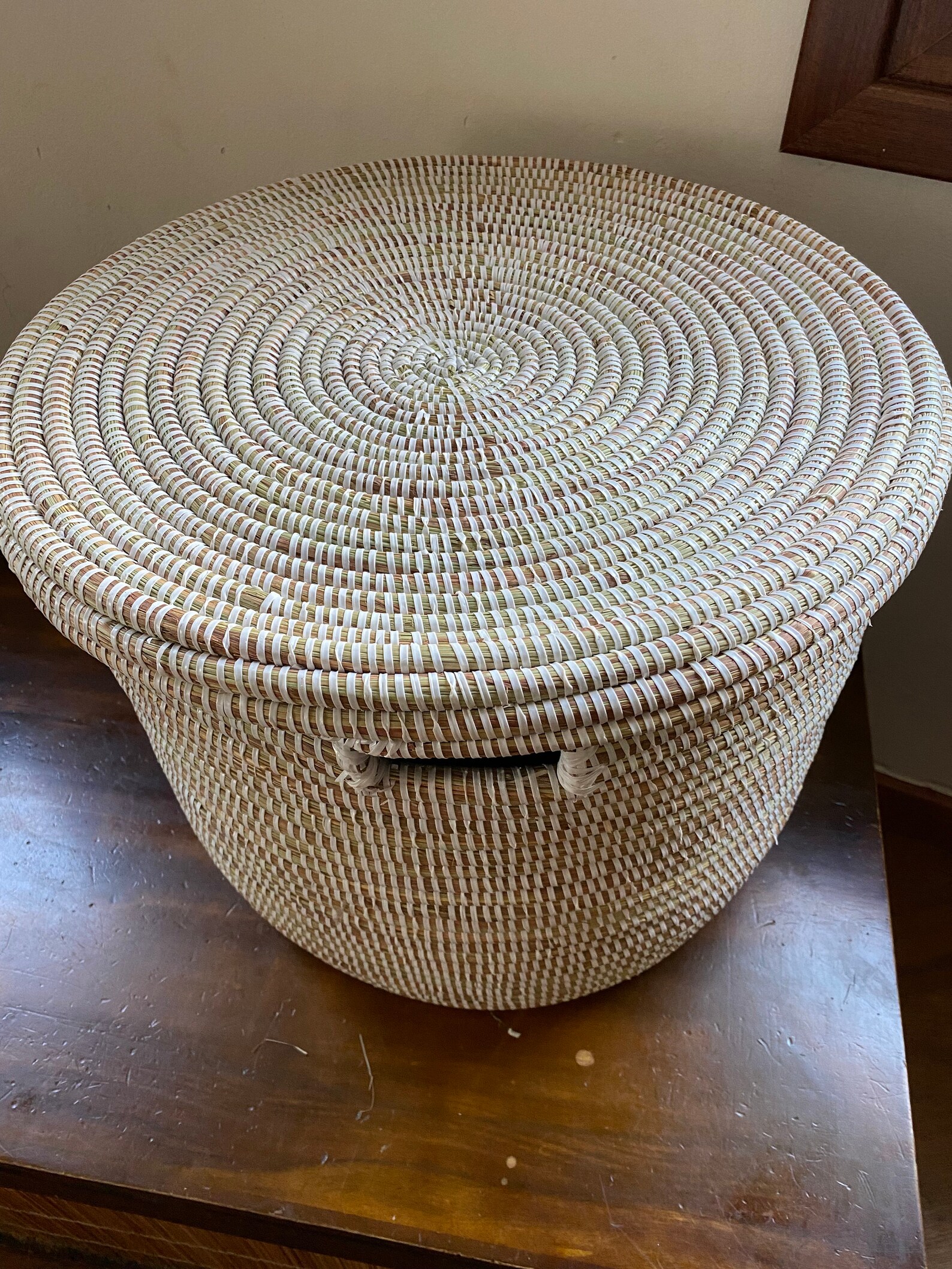 African Basket with lid Handwoven Senegalese Round Baskets Etsy