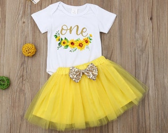 sunflower newborn dress