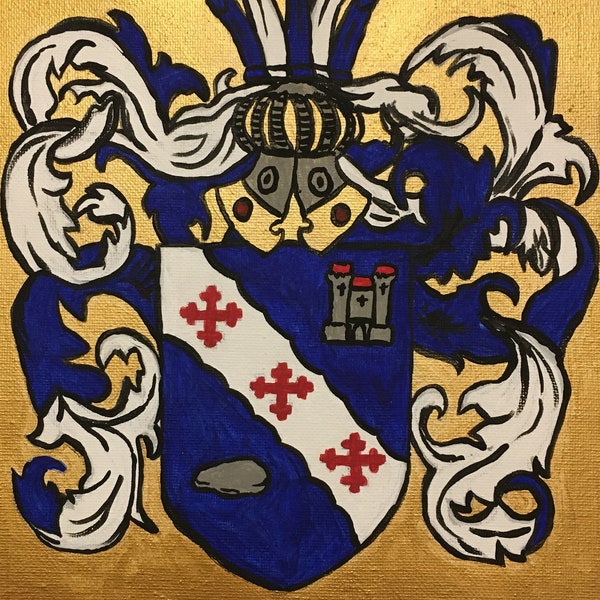 NO FAMILY CREST - Custom Designed Handpainted Family Coat of Arms - Hyphenated Names/No Coat of Arms - Birthdays/Holidays/In Memoriam