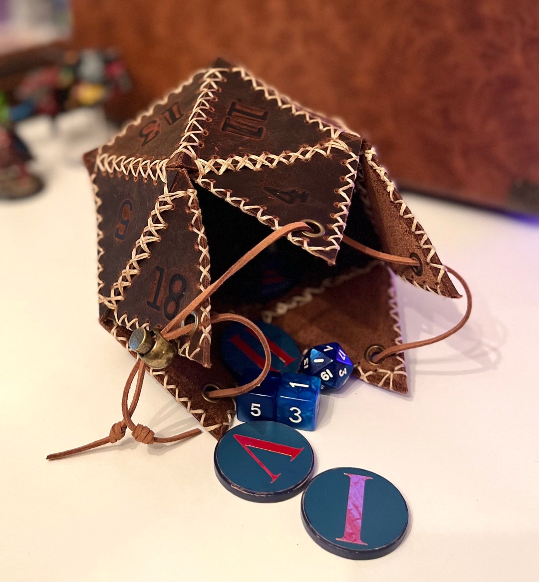 Handmade Leather D20 Dice Bag - Etsy