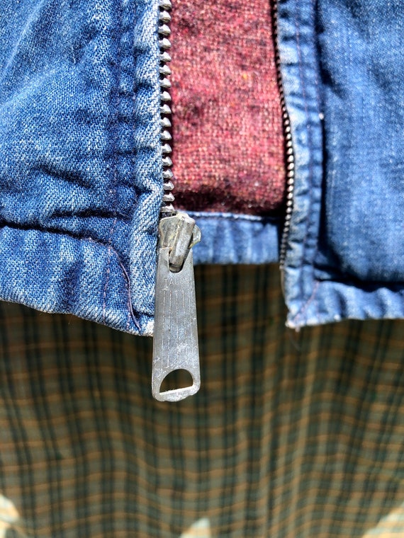 Vintage 1950s Blanket Lined Denim Chore Coat - Pe… - image 3