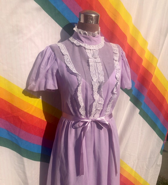 70s Lavendar Bridesmaid Maxi Dress / Cottagecore … - image 2