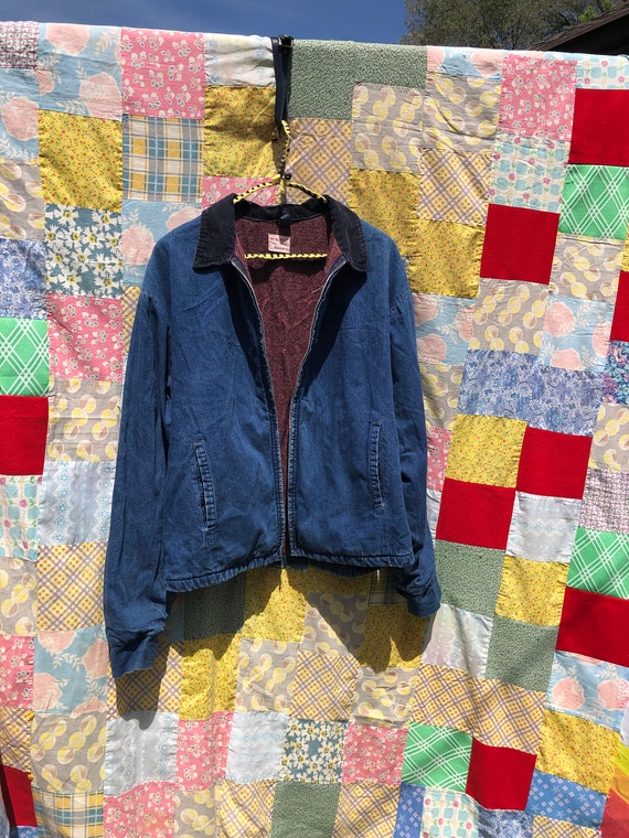 Vintage 1950s Blanket Lined Denim Chore Coat - Pe… - image 10